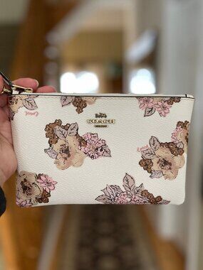 Coach Floral Bouquet Print Wristlet - Authentic
